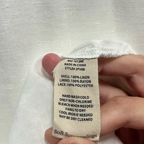 NWOT Soft Surroundings Araminta White Linen and Lace Maxi Dress Women’s Size 12 - Picture 9 of 10